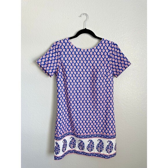 J. Crew Paisley Print Gallery Shift Dress Women's 0 Short Sleeve Lined Back Zip - Picture 1 of 6